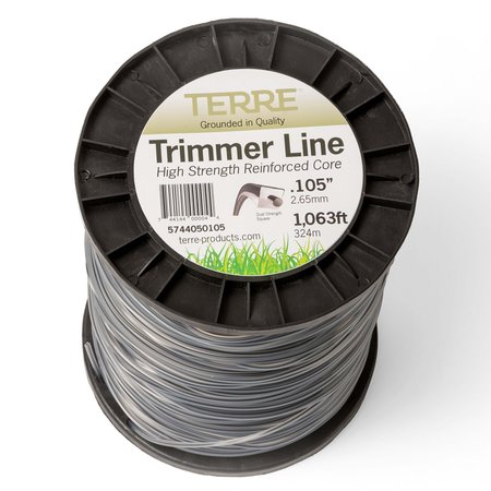 T TERRE Commercial Grade Dual Strength .105 Square Weed Eater Trimmer Line Spool Length 1063 ft. 5744050105